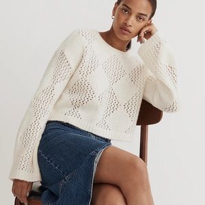Madewell Diamond-Stitch Crewneck Crop Sweater